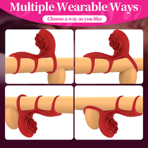 Rose-series Men's Locked Esperma Anel Adulto Produto Vibrando Masturbador Threesection Anel Controle Sem Fio Treinamento Atrasado - Product Image 2