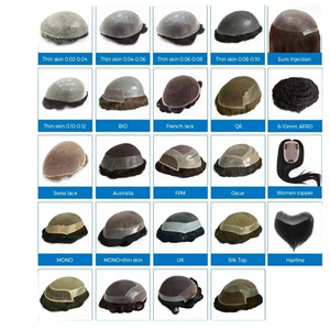 Sistema de Cabello Remy Indio con Base de Encaje Suizo al por Mayor, Nudo Decolorado, Línea de Cabello Natural, Piezas de Cabello para Hombre, Tupé de Densidad Media para Hombre - Product Image 2