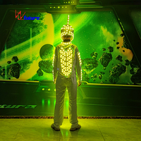 Costume de robot de danse LED futuriste, armure lumineuse pour homme, vêtements de scène, costume programmable, casque de mecha, costume RGB noir