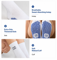 Chaussettes de yoga antidérapantes à logo personnalisé pour le fitness et le Pilates, avec revers côtelé, pour femmes, entraînement au Reformer de yoga