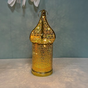 Z7 grand Temple doré lanterne marocaine lampe décorative Led vent lampe bougeoirs bougeoir décoration - Product Image 5
