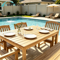 Ensemble table et chaises en racine de teck moderne 2026, écologique pour jardin, patio, piscine, cour, entrepôt, salon, hôtel