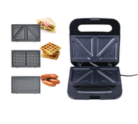 Machine à sandwich multifonction Presse à panini Grill Gaufrier 3 en 1 Revêtement antiadhésif détachable avec voyants lumineux