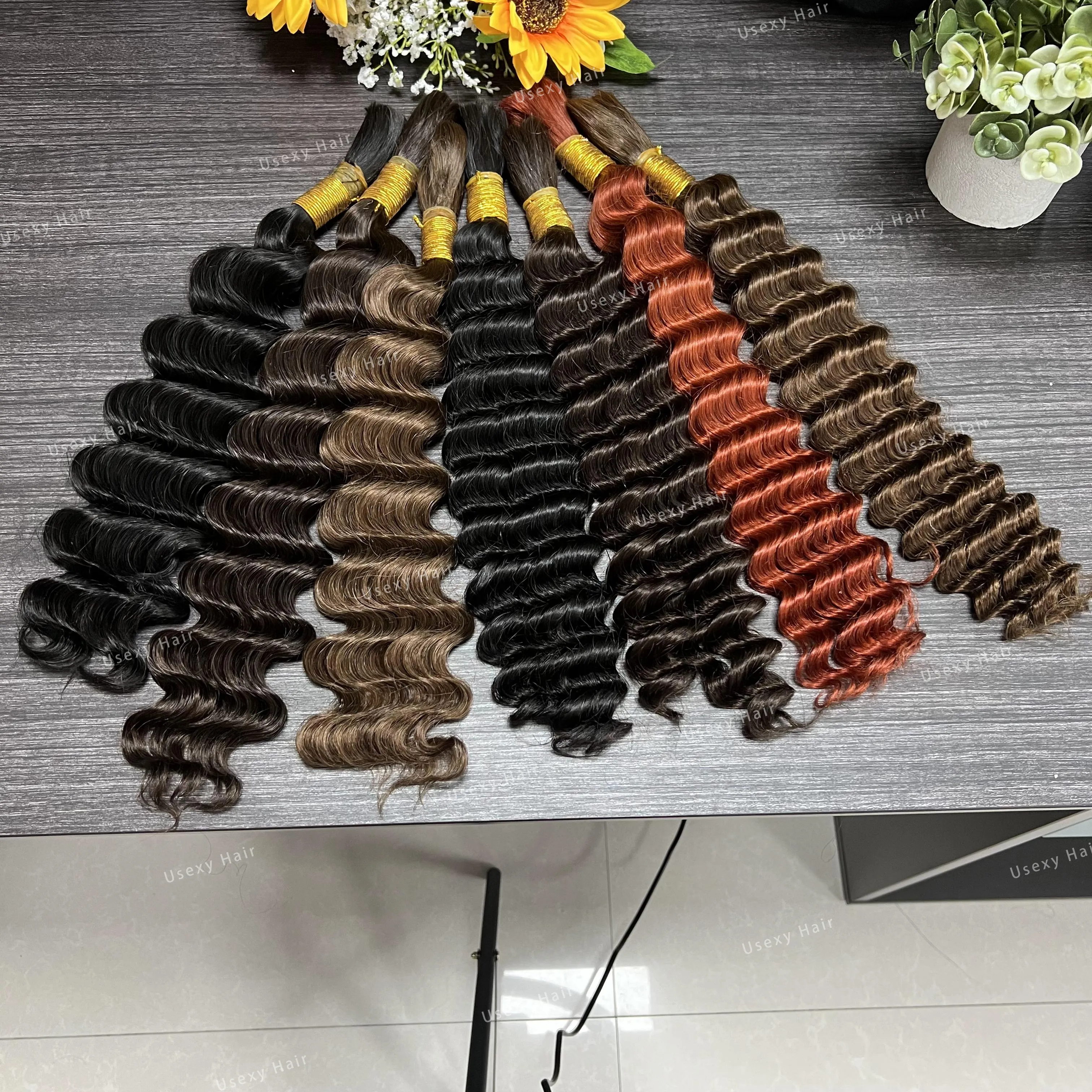 Ombre Braiding Human Hair Bulk No Weft Color Water Wave Wholesale Brazilian 100% Human Remy Hair Extension Cuticle Aligned bulk