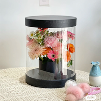 Boîte à fleurs ronde en PVC transparent, boîte cadeau pour fleurs, tube à fleurs, porte-bouquet, boîte d'emballage pour fleurs