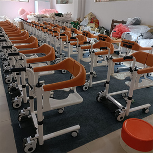 Fauteuil roulant à déplacement manuel Fauteuil de transfert élévateur pour patient handicapé Transport Salle de bain Commode Siège de toilette - Product Image 6