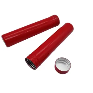 Contenitore con tubo in alluminio e metallo con coda smussata rossa lucida da 22mm custodia piccola scatola impermeabile in borsa tascabile con tappo a vite