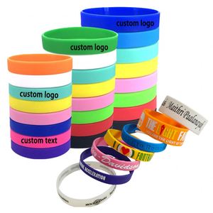 Bracelets en silicone personnalisés de haute qualité, bracelets en caoutchouc avec message ou logo, qualité promotionnelle - Product Image 1