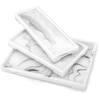 Plateau décoratif personnalisé avec pieds, en résine, motif marbre blanc, pour commode, parfums, bagues, bijoux, organisateur de comptoir, plateau de vanité