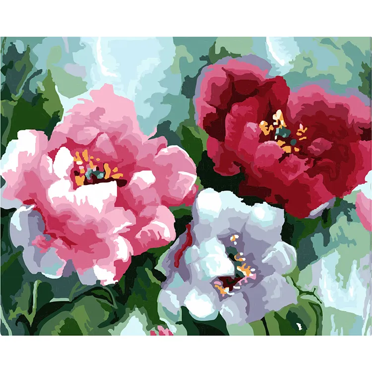 Impressions sur Toile numériques Fleurs Colorées Peinture Par Numéros Peinture À L'huile De Qualité Supérieure En Vente