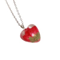 Collier pendentif fleur de l'Amour, fleur naturelle éternelle, chaîne de clavicule, artisanat en résine époxy haute transparence fait main