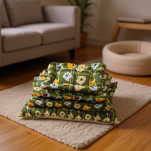 Set di Quattro Tappetini per Cani con Fondo Antiscivolo Quadrato e Motivo, Eleganti Lettini per Animali Domestici - Product Image 3