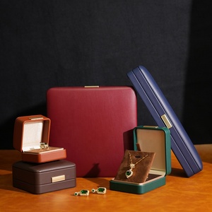 Boîtes d'emballage en cuir PU pour bijoux fins vintage, boîte à bijoux rectangulaire esthétique, boîte à bijoux personnalisée en PU pour collier - Product Image 4
