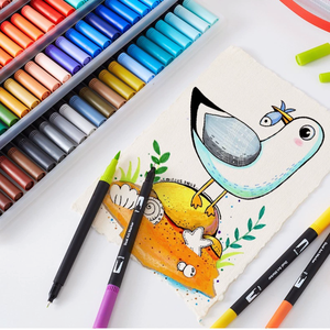 120色水彩ペン子供ギフト落書き絵筆セットデュアルチップブラシ描画ペン - Product Image 3