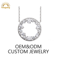 Collier en argent avec pendentif cercle ouvert et zircons cubiques mélangés, étanche, pour femme, en acier inoxydable 316L