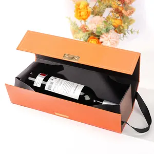 กล่องไวน์กระดาษคราฟท์สุดหรูกล่องไวน์แดงวอดก้ากล่องไวน์แบบพกพาด้ามจับโลโก้ออกแบบได้เอง