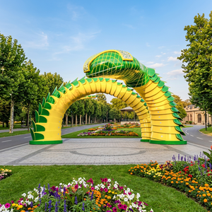 Grande lanterne de dinosaure/dragon d'extérieur, étanche, en tissu de soie, pour festival, arche décorative personnalisée pour le Nouvel An chinois - Product Image 3