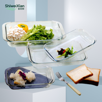Boîte à lunch en verre plat de haute qualité avec couvercle très classique et très vendu, plats et casseroles à compartiments