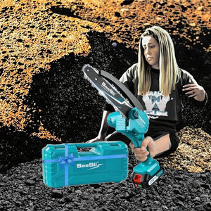 Seesii Hoge Kwaliteit Ch600 + 6 Inch Draadloze Mini Kettingzaag W/ 2X2000Mah Batterijen Hout Snijden Oliemachine Systeem Aanpasbaar Oem - Product Image 3