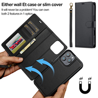 Étui Portefeuille Amovible 2 en 1 en Cuir pour iPhone 17 Pro Max 16 Plus 15 14 S25 Ultra Edge S24 FE A16 A36, Coque Livre Magnétique