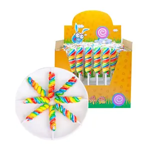 Aperitivos para niños de colores mezclados, rollo de piruletas de caramelo duro, plato ondulado en espiral de flores, Piruleta en espiral de azúcar