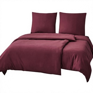 Juego de Ropa de <span class=keywords><strong>Cama</strong></span> Yintex OEM ODM de 4 Piezas, Fundas de Edredón Color Borgoña, Fundas de Almohada de Microfibra con Cierre, Suaves, Sin Plancha, Modernas, Oeko-Tex - Product Image 1