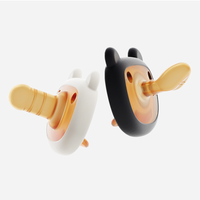 HEORSHE Ensemble de 2 Sucettes Bébé de Luxe en Silicone de Qualité Alimentaire, Motif Animal, Jour et Nuit, avec Étui de Rangement pour 0-12 Mois