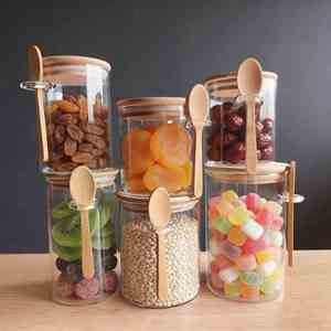 Bocal hermétique avec couvercle et cuillère, bouteille de stockage de céréales pour la cuisine, récipient de stockage alimentaire transparent - Product Image 3