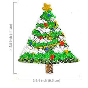 Vêtements saisonniers Décoration de bricolage Patch brodé en forme d'arbre de Noël avec paillettes Matériau en toile PVC - Product Image 6