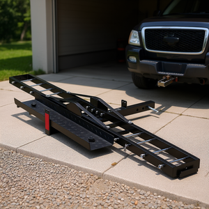 Support de moto en acier, capacité 600 lb, montage sur attelage, rampe pour moto tout-terrain et scooter, avec sangles à cliquet et stabilisateur - Product Image 2