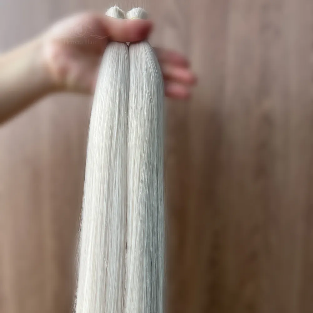 En iyi beyaz sarı insan saçı uzantıları Extensiones Cabello doğal rus Remy bakire ham toptan insan saçı