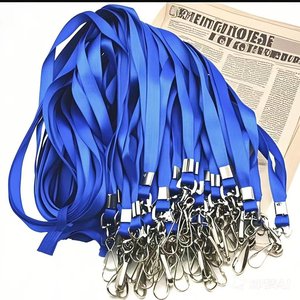Flat Id <b>Lanyard</b> Black <b>Polyester</b> Metal Buckle Student Phone <b>Lanyard</b> Rotatable Badge Rope Custom Logo 1x45cm - Product Image 3