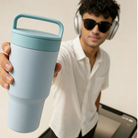 Bouteille d'eau isotherme personnalisée en acier inoxydable, qualité alimentaire, anti-fuite, maintien de la chaleur 6h, 20oz, gobelet de voyage