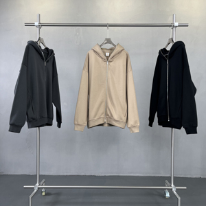 Sweat à capuche unisexe décontracté surdimensionné en <span class=keywords><strong>molleton</strong></span> <span class=keywords><strong>brossé</strong></span> épais, entièrement zippé, brodé, imprimé numérique uni, anti-rétrécissement, collection automne - Product Image 5