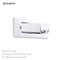 Lampe de lecture moderne de haute qualité en aluminium noir 3w encastrée pour chambre à coucher et hôtel