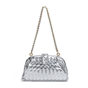 <span class=keywords><strong>Borsa</strong></span> a <span class=keywords><strong>Tracolla</strong></span> a Conchiglia da Donna, Nuova Collezione, Stile Semplice, Moda Europea e Americana, Realizzata a Mano in Poliestere Intrecciato con Catena Singola - Product Image 3