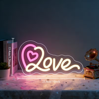 Enseigne néon LED en forme de cœur, lumière néon romantique, décoration murale pour la maison, bar, chambre de fille, anniversaire de mariage, cadeau pour couple