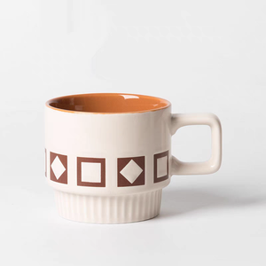 Vintage Customized Creative Nordic <b>Orange</b> Stoneware Ceramic Coffee Mugs Square Cute Handle Dishwasher Microwave Safe for - Product Image 5