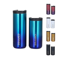 Tasse de voyage en acier inoxydable à double paroi de 17oz gravée au laser Tasse thermos à café sous vide avec couvercle en silicone