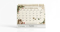 Calendrier de bureau de Noël personnalisé 2026 – Planificateur de table en papier premium, calendrier de bureau à spirale, calendrier de table à feuilles mobiles