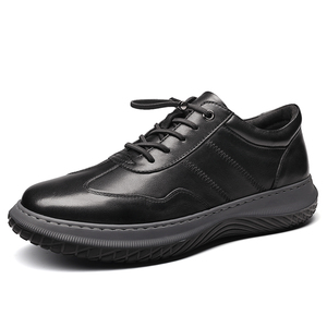 Nouvelles Chaussures de Marche Décontractées et Antidérapantes pour Hommes 2025 en Cuir Véritable Noir Haut de Gamme, Légères, Idéales pour le Travail et les Trajets Quotidien - Product Image 1