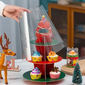 Portable Four Layer Christmas Cupcake Stand With Transparent Cover <b>Gift</b> <b>Box</b> - Product Image 5