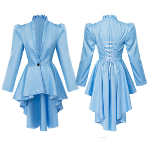 Abrigo de Esmoquin Gótico Victoriano Steampunk para <span class=keywords><strong>Mujer</strong></span>, Traje <span class=keywords><strong>Medieval</strong></span> Vintage con Dobladillo Irregular para Disfraces de Halloween - Product Image 5