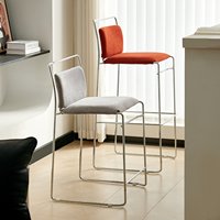 Chaise de salle à manger de style vintage italien Bauhaus, dossier en coton-lin, revêtement doux, structure métallique, sensation haut de gamme pour la maison