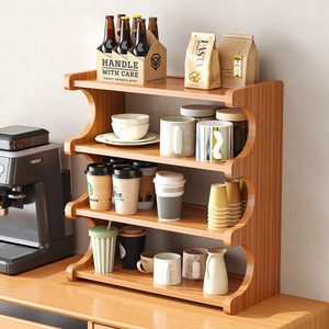 Multi Tiered <b>Desktop</b> Storage Rack 4 Layers Wooden Organizer For Kitchen Office Cup Holder Home Essentials <b>Shelf</b> - Product Image 1