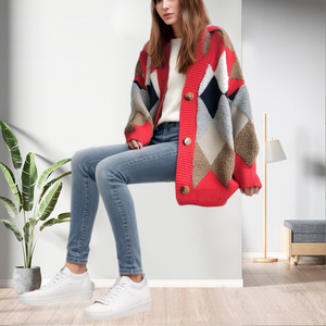 Cardigan en maille ample à manches longues, style décontracté, boutonnage simple, tendance - Product Image 2