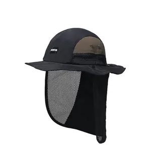 [Aborda larga] Chapéu balde respirável dobrável para pesca com aba de pescoço, proteção solar UV para uso ao ar livre, secagem rápida