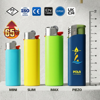Briquet à gaz piézo certifié ISO9994, Accendino, briquet à cigarettes en plastique en gros, finition mate douce pour la peau, combustible au butane