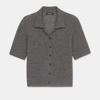 Nouveau pull élégant en laine à manches courtes et coupe ajustée pour femme, col rond tricoté 18 aiguilles, couleur unie, fin, idéal pour l'été