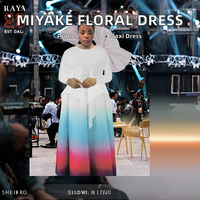 Robe décontractée plissée Miyake à dégradé de couleurs avec motif floral et ceinture pour grandes tailles ODM
